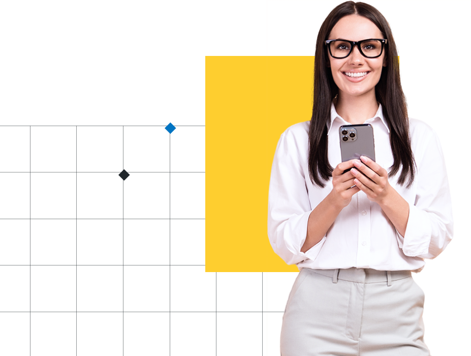 Smiling homeowner holding a phone